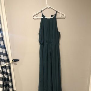 Floor Length Green Halter Top Dress